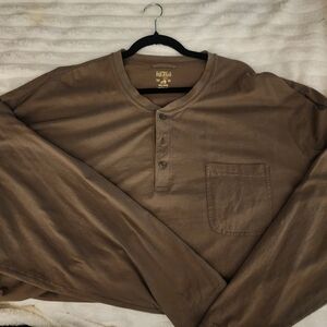 RedHead MENS Long Sleeve Brown Henley Shirt Xxxxl